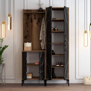 Predsieňová stena Berlin BA - Walnut, Black Marble