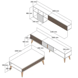 Living Room Furniture Set Milan - Walnut, Travertine