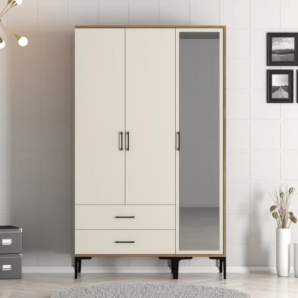 Šatníková skriňa Kumsal RT - Walnut, Cream
