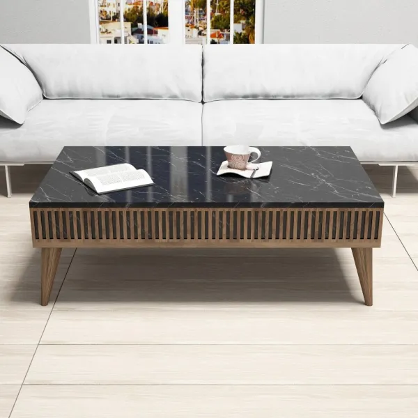 Kalune Design Sestava nábytku do obývacího pokoje Milan ořech/černý mramor