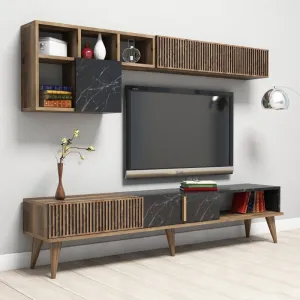 Kalune Design Sestava nábytku do obývacího pokoje Milan ořech/černý mramor