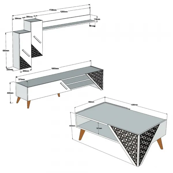 Living Room Furniture Set Beril - White