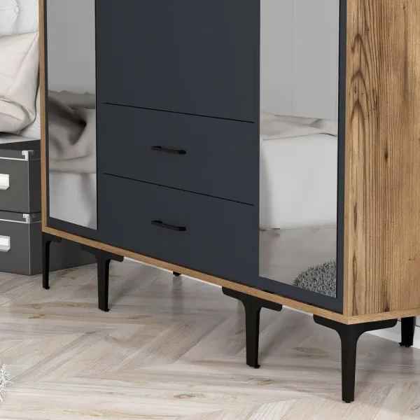 Šatníková skriňa Kumsal RTR - Walnut, Anthracite