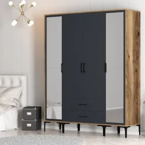 Šatníková skriňa Kumsal RTR - Walnut, Anthracite