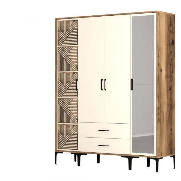 Šatníková skriňa Kumsal PTR - Walnut, Cream