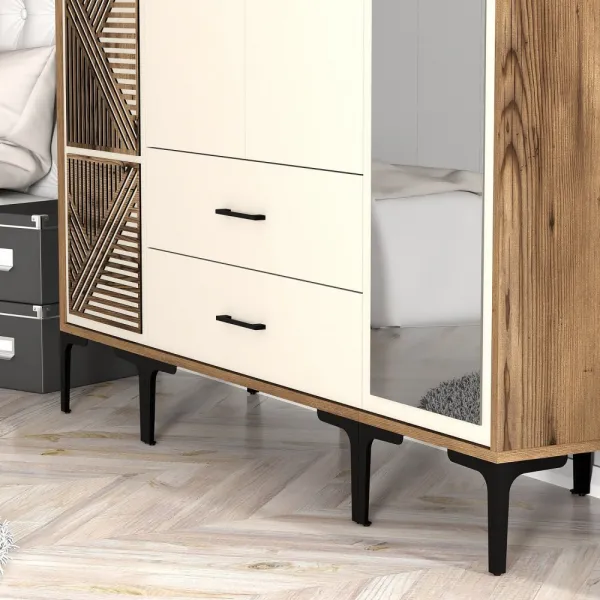 Šatníková skriňa Kumsal PTR - Walnut, Cream