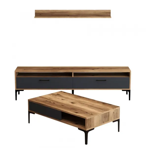 Living Room Furniture Set Istanbul - Walnut, Anthracite