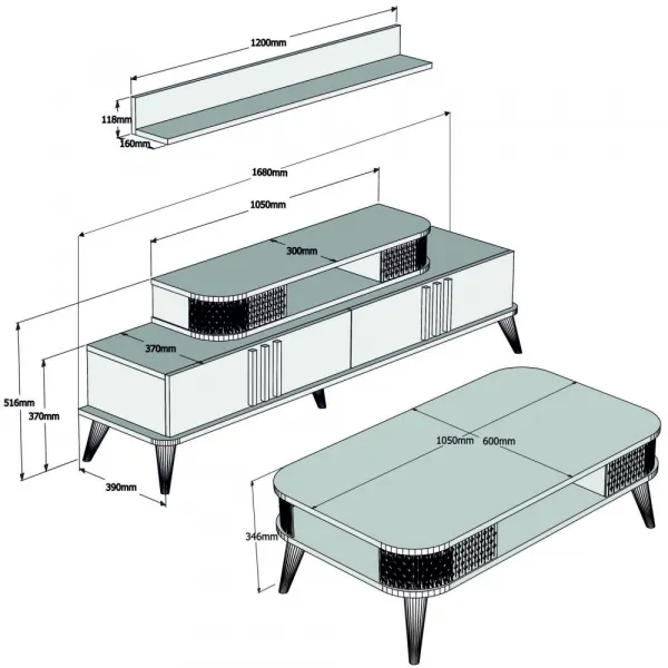 Living Room Furniture Set Eylül - White