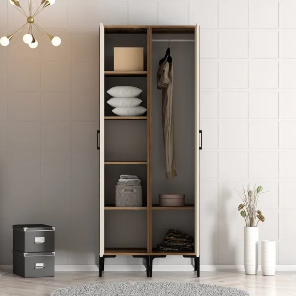 Šatníková skriňa Kumsal PP - Walnut, Cream
