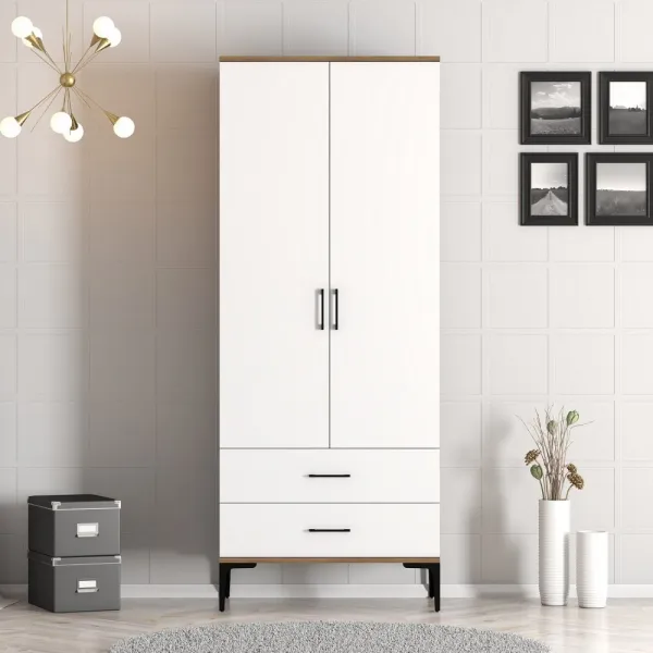 Šatníková skriňa Kumsal T - Walnut, White