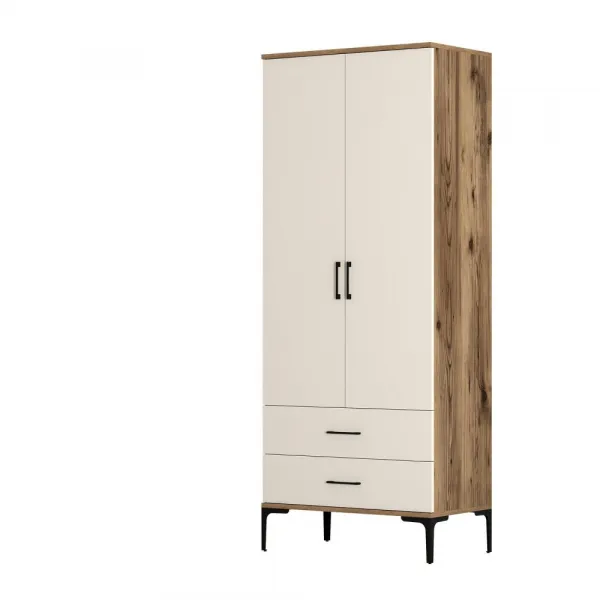Šatníková skriňa Kumsal T - Walnut, Cream