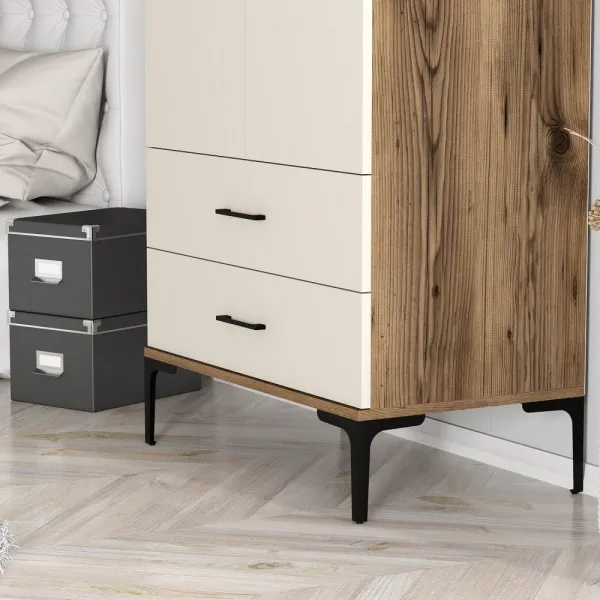 Šatníková skriňa Kumsal T - Walnut, Cream