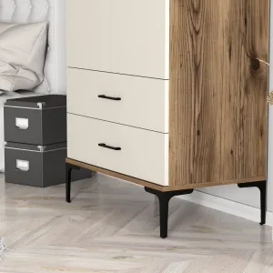 Šatníková skriňa Kumsal T - Walnut, Cream