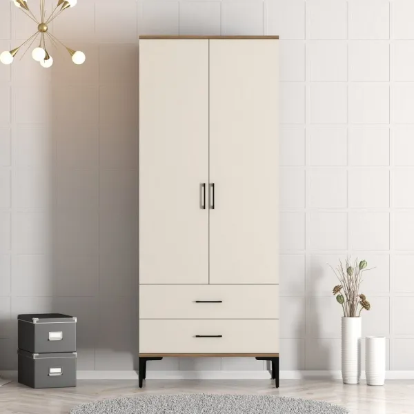 Šatníková skriňa Kumsal T - Walnut, Cream