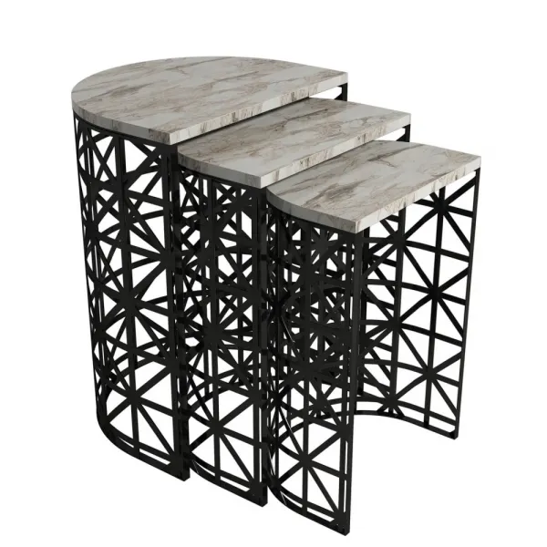 Sada odkladacích stolíkov (3 kusy) Stil - White Marble