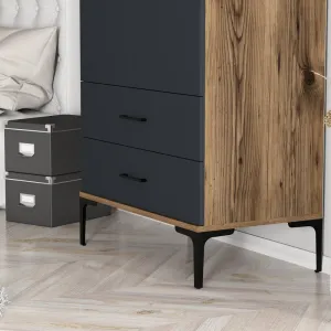 Šatníková skriňa Kumsal T - Walnut, Anthracite