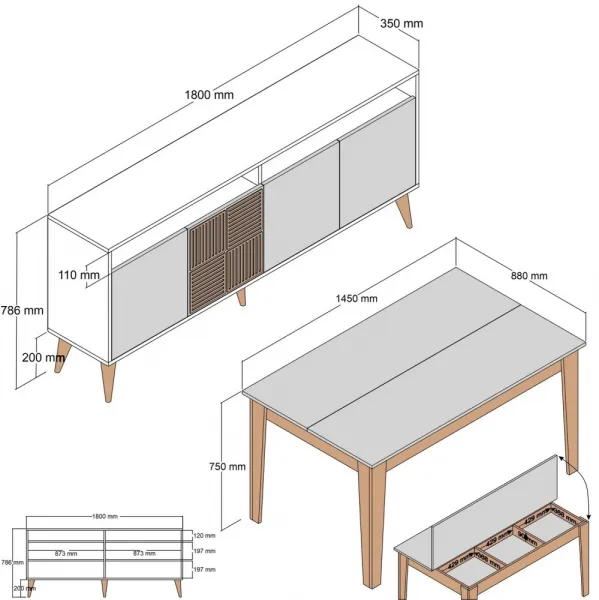 Living Room Furniture Set Milan 523 - Walnut, White