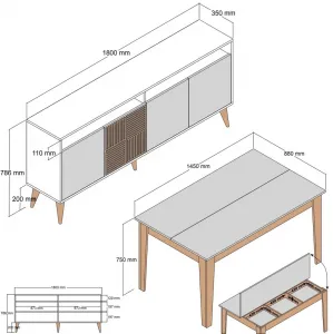 Living Room Furniture Set Milan 523 - Walnut, White