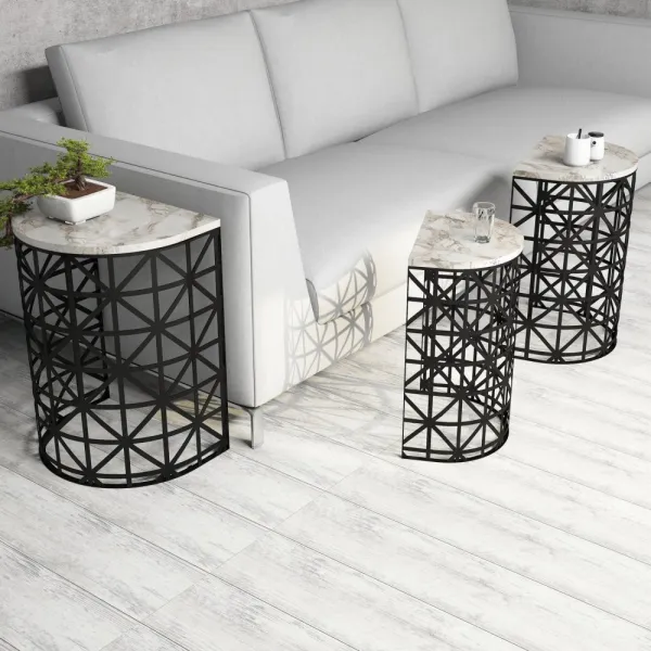 Sada odkladacích stolíkov (3 kusy) Stil - White Marble