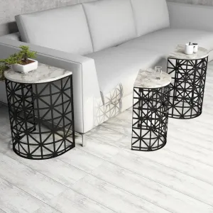 Sada odkladacích stolíkov (3 kusy) Stil - White Marble