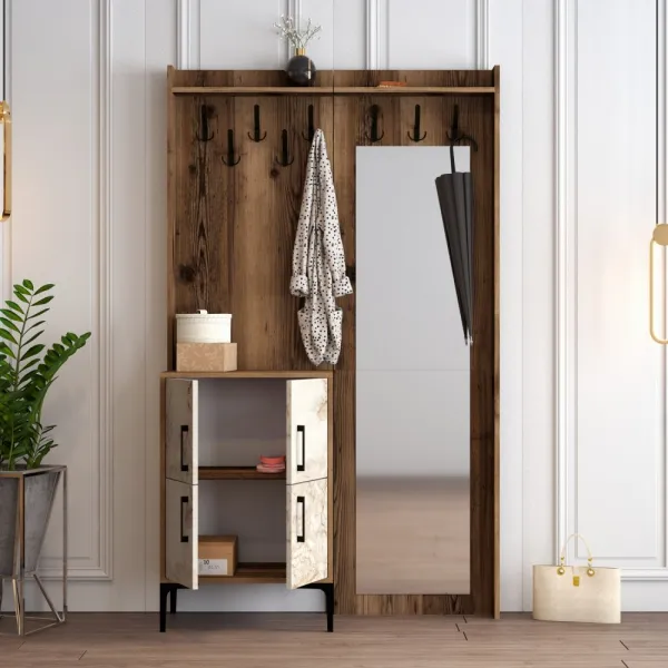 Predsieňová stena Berlin BC - Walnut, White Marble