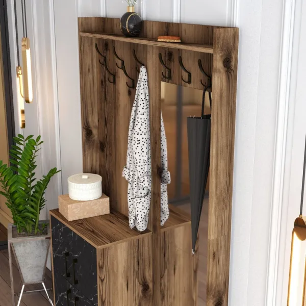 Predsieňová stena Berlin BC - Walnut, Black Marble