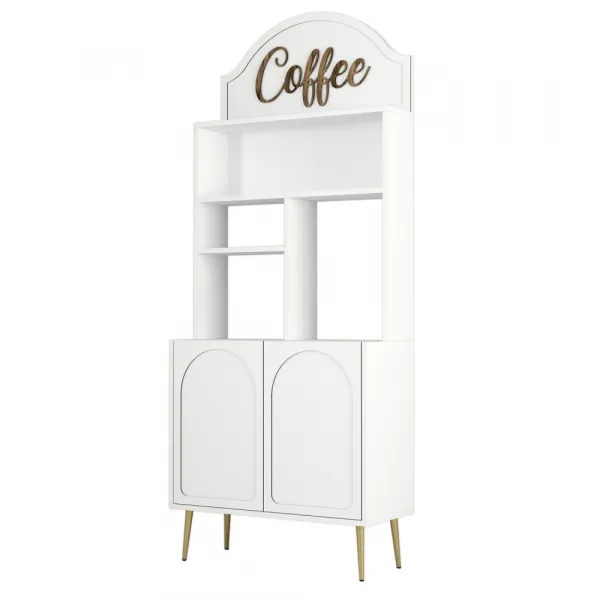 Coffee Bar Cabinet Lyon 80 - White, Gold