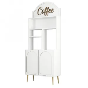 Coffee Bar Cabinet Lyon 80 - White, Gold