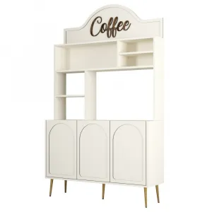 Coffee Bar Cabinet Lyon 120 - Cream, Gold