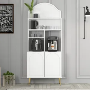 Coffee Bar Cabinet Lyon 80 - White, Gold