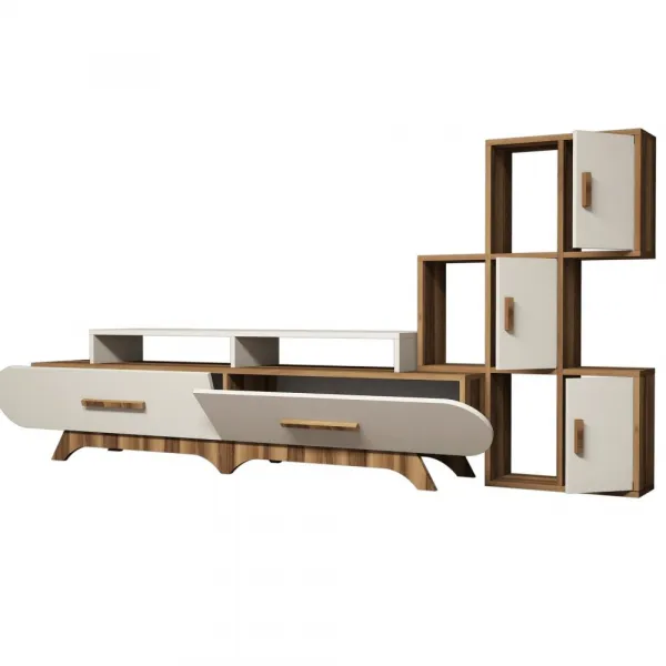 TV skrinka / Obývacia stena Flora S - Walnut, Cream