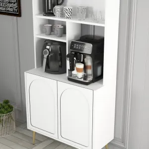 Coffee Bar Cabinet Lyon 80 - White, Gold