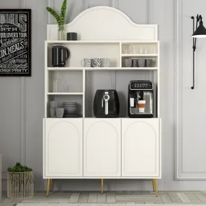 Coffee Bar Cabinet Lyon 120 - Cream, Gold