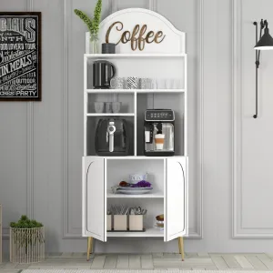 Coffee Bar Cabinet Lyon 80 - White, Gold