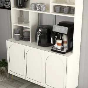 Coffee Bar Cabinet Lyon 120 - Cream, Gold