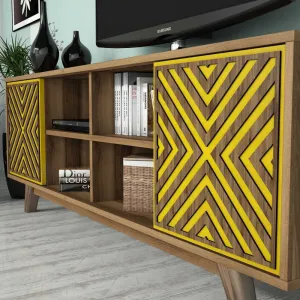 TV skrinka / Obývacia stena Inci - Walnut, Yellow