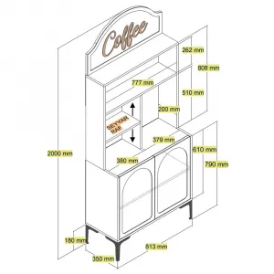 Coffee Bar Cabinet Lyon 80 - White, Black