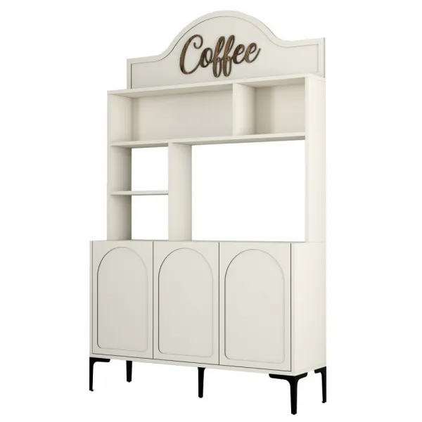 Coffee Bar Cabinet Lyon 120 - Cream, Black