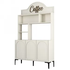 Coffee Bar Cabinet Lyon 120 - Cream, Black