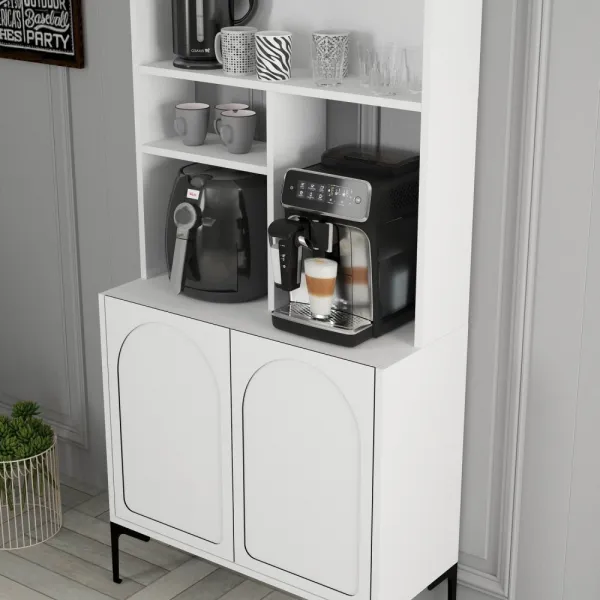 Coffee Bar Cabinet Lyon 80 - White, Black