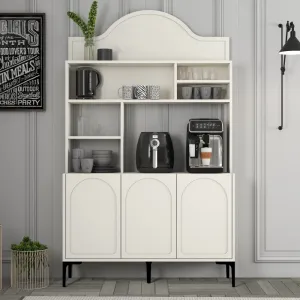 Coffee Bar Cabinet Lyon 120 - Cream, Black