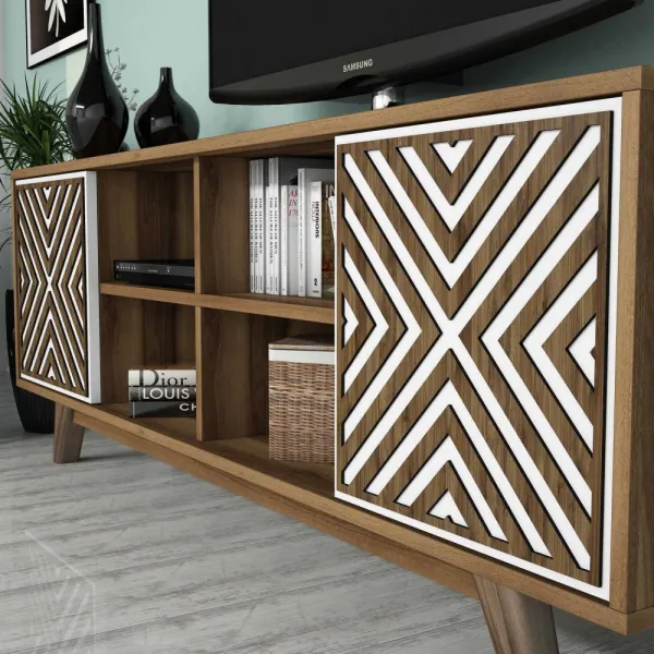 TV skrinka / Obývacia stena Inci - Walnut, White
