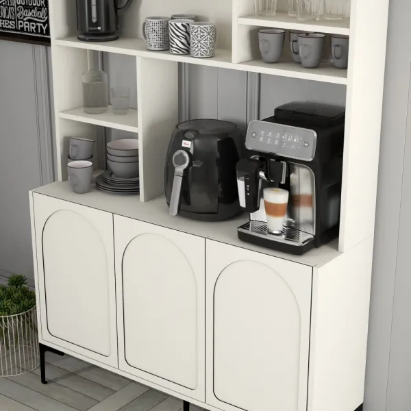 Coffee Bar Cabinet Lyon 120 - Cream, Black