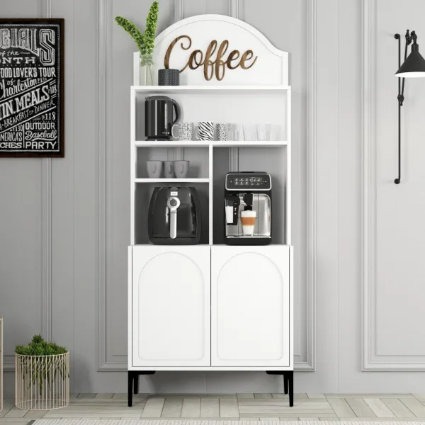 Coffee Bar Cabinet Lyon 80 - White, Black
