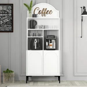 Coffee Bar Cabinet Lyon 80 - White, Black
