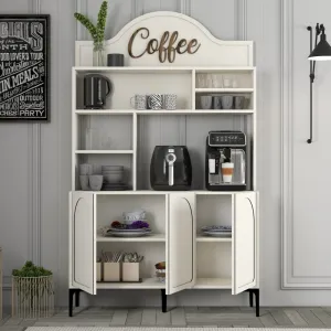 Coffee Bar Cabinet Lyon 120 - Cream, Black