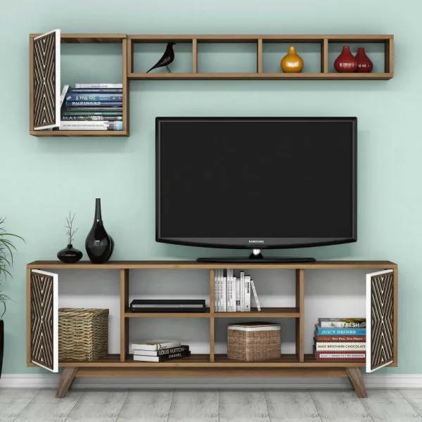 TV skrinka / Obývacia stena Inci - Walnut, White