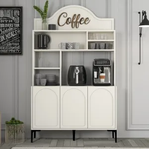 Coffee Bar Cabinet Lyon 120 - Cream, Black