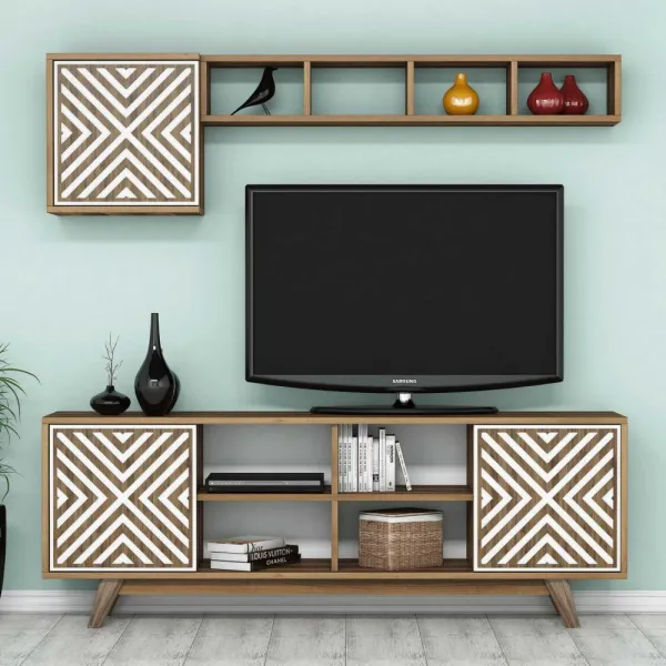 TV skrinka / Obývacia stena Inci - Walnut, White