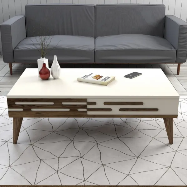 Konferenčný stolík Valensiya - Walnut, Cream